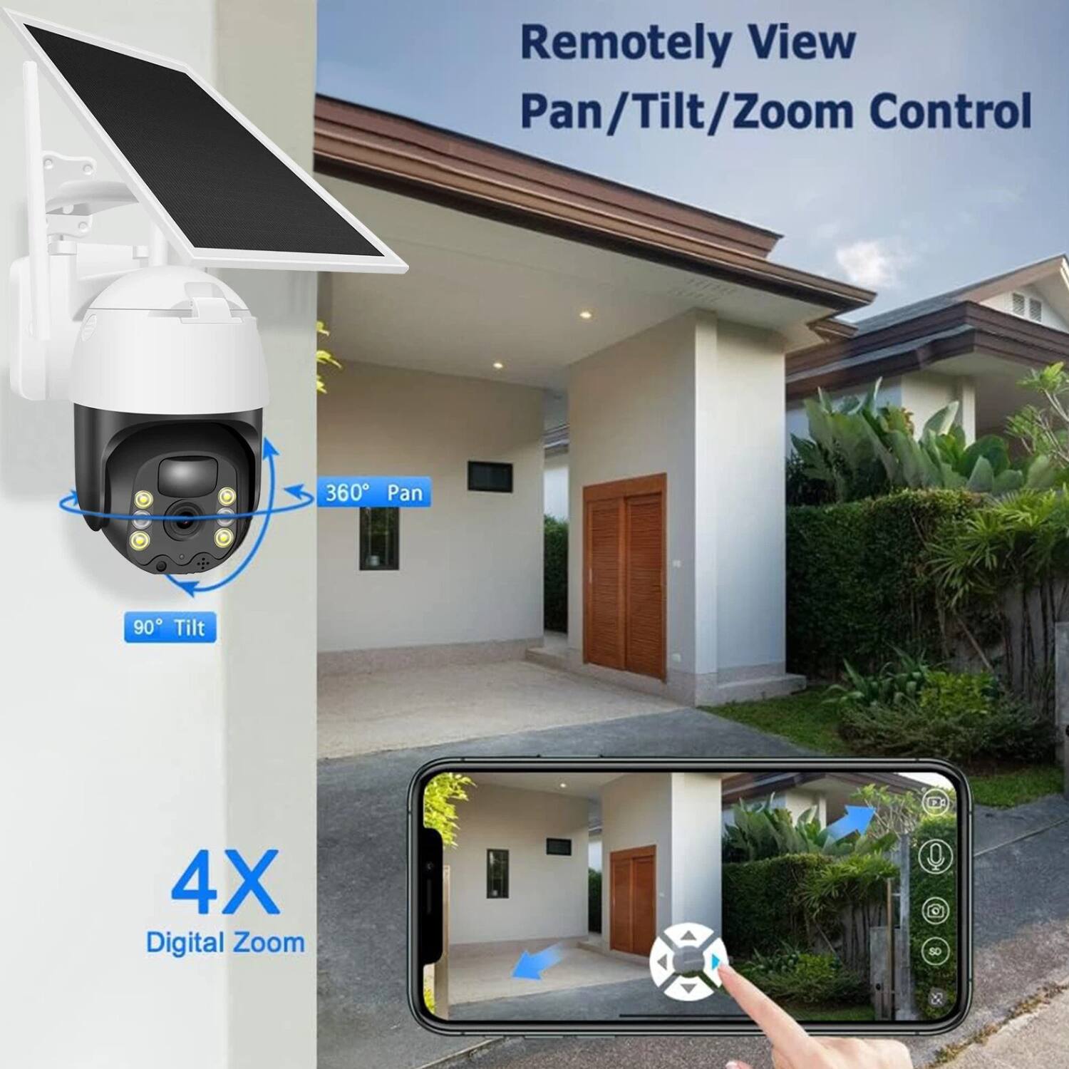 Remotely View  
Pan/Tilt/Zoom Control  

360° Pan  
90° Tilt  
4X Digital Zoom