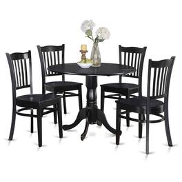 East West Furniture - 5 Pc Kitchen Table set-Table and 4 Kitchen Chairs - Black