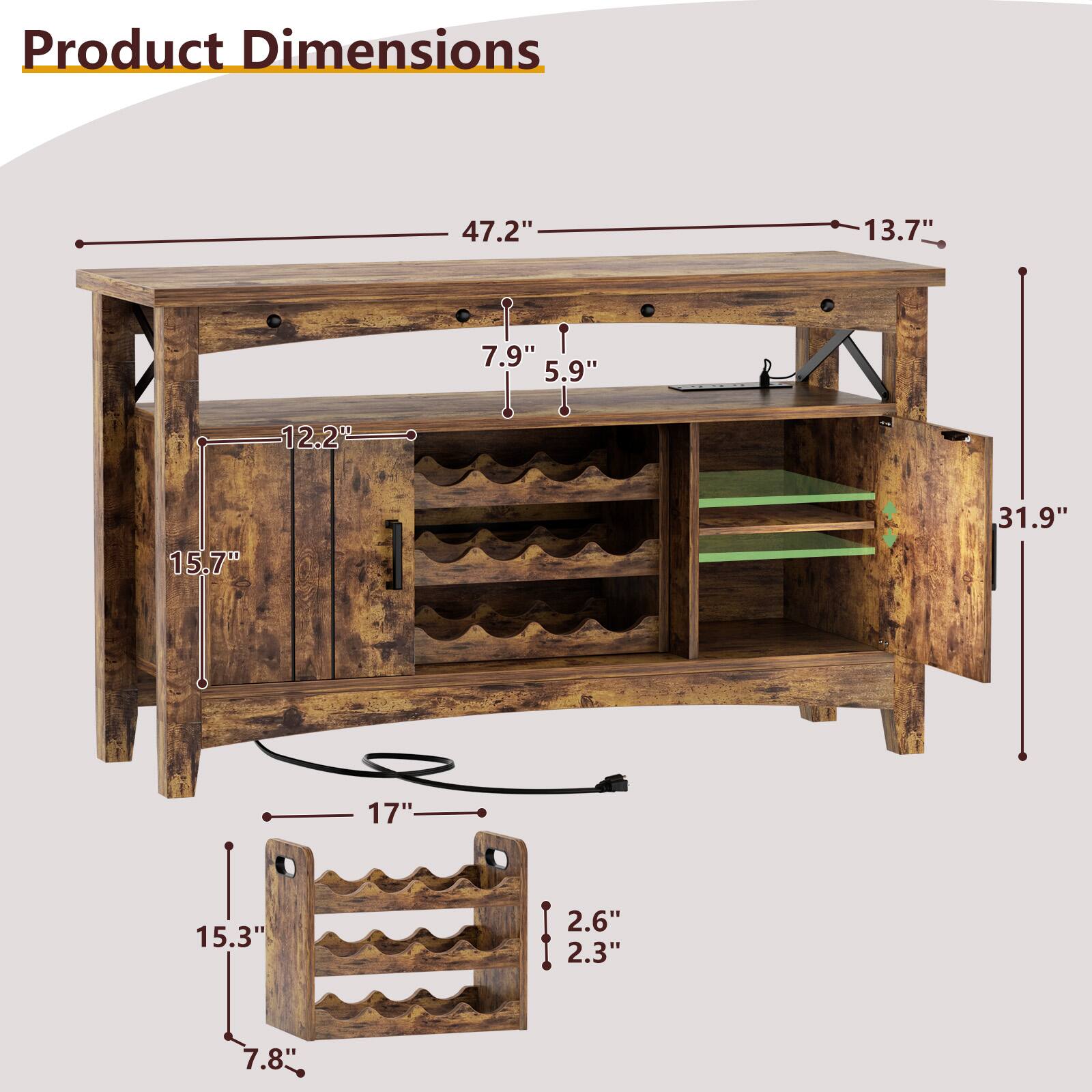 Product Dimensions: 47.2" x 13.7" x 7.9" x 5.9" x 12.2" x 15.7" x 31.9" x 17" x 15.3" x 2.6" x 2.3" x 7.8"