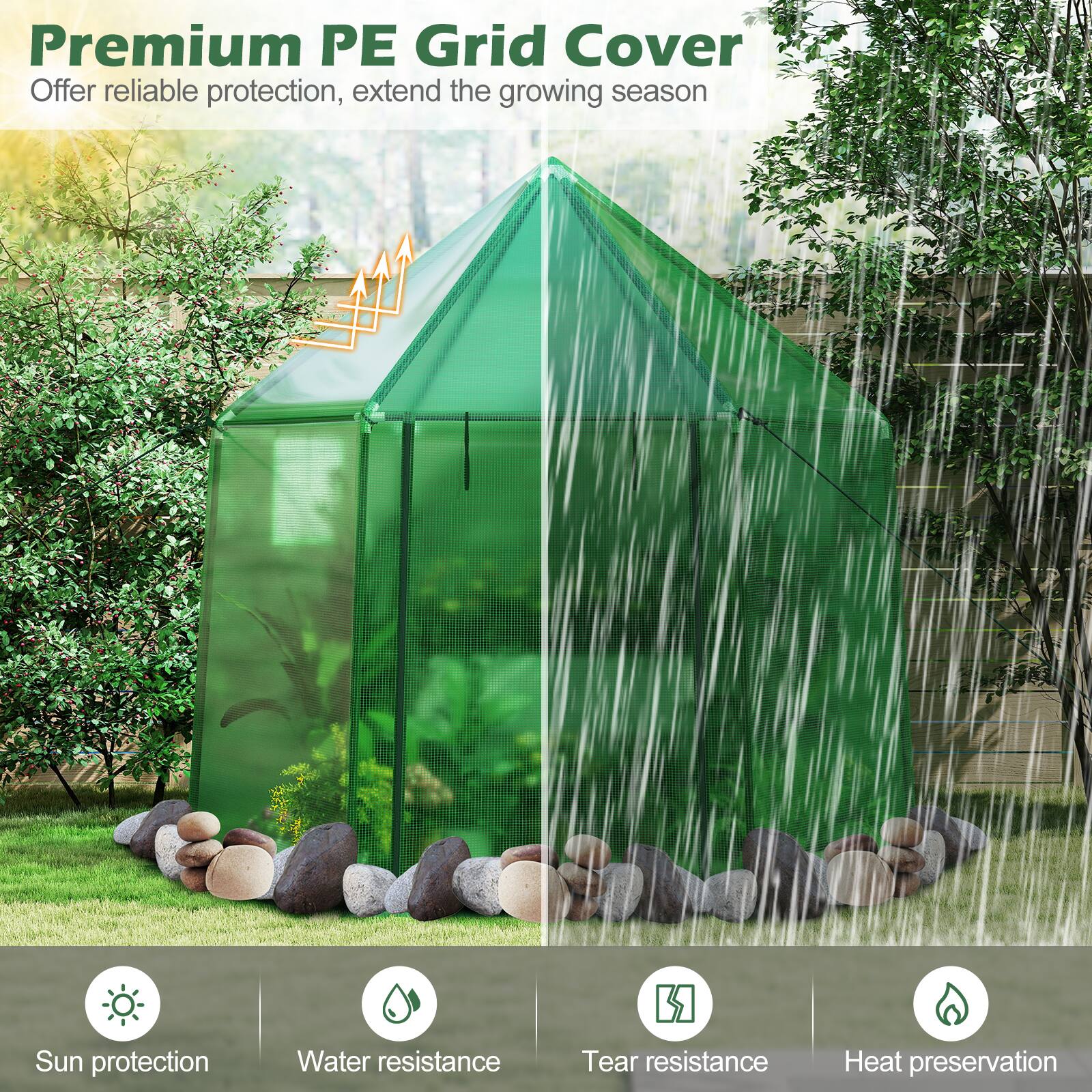 Premium PE Grid Cover  
Offer reliable protection, extend the growing season  

- Sun protection  
- Water resistance  
- Tear resistance  
- Heat preservation
