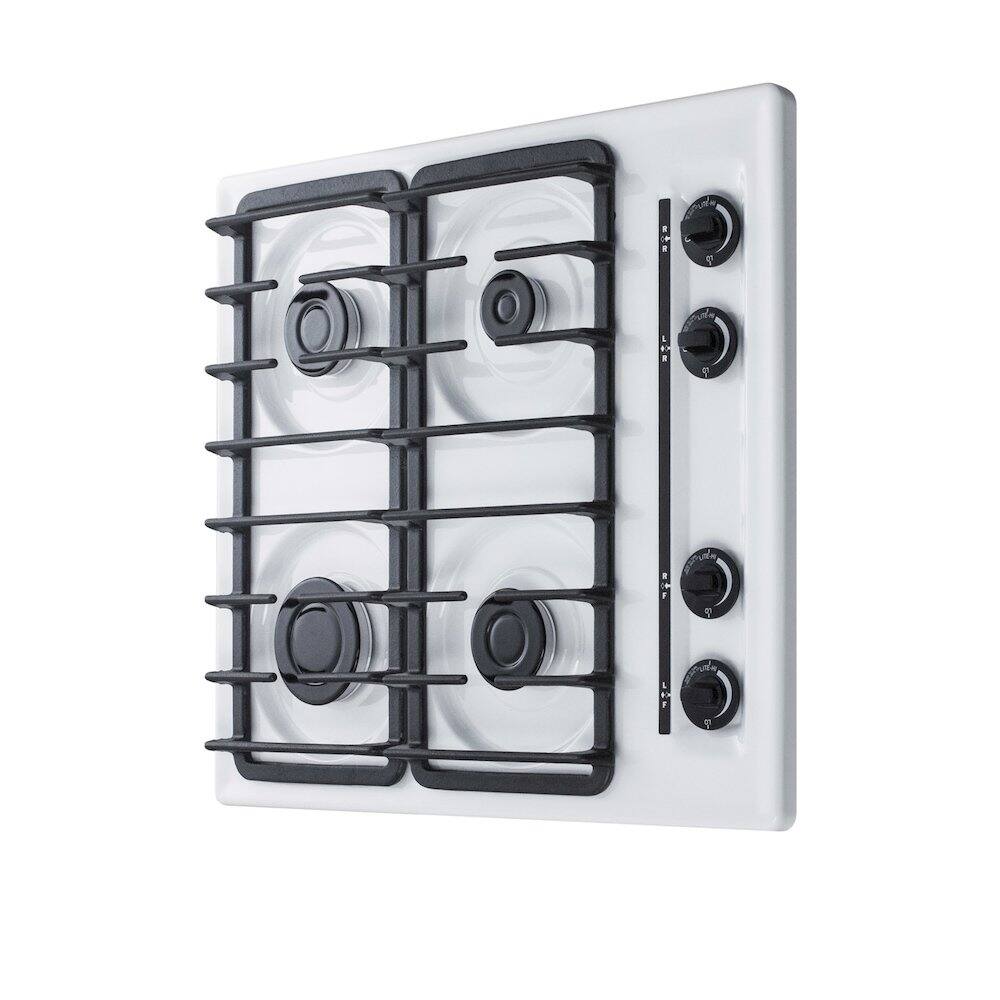 Angle. SUMMIT - 24" Wide 4-Burner Gas Cooktop - White.