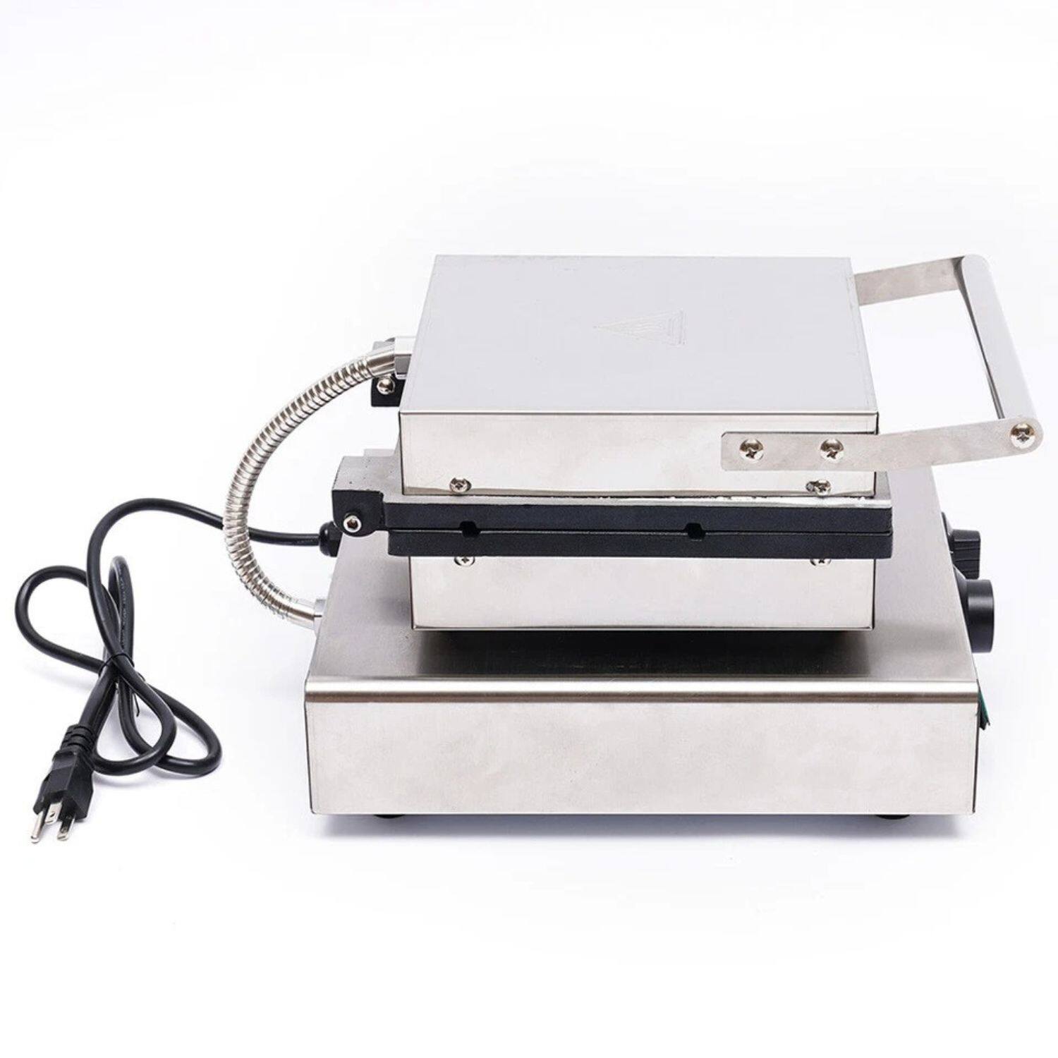 Angle. Stock Preferred - Commercial Electric Lolly Waffle Stick Maker - Stainless Steel Silver with Black Accents.