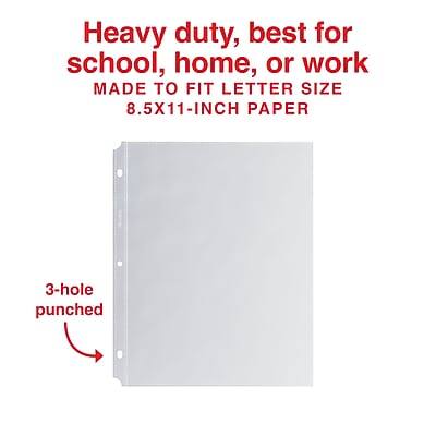 Heavy duty, best for school, home, or work  
MADE TO FIT LETTER SIZE 8.5X11-INCH PAPER  
3-hole punched