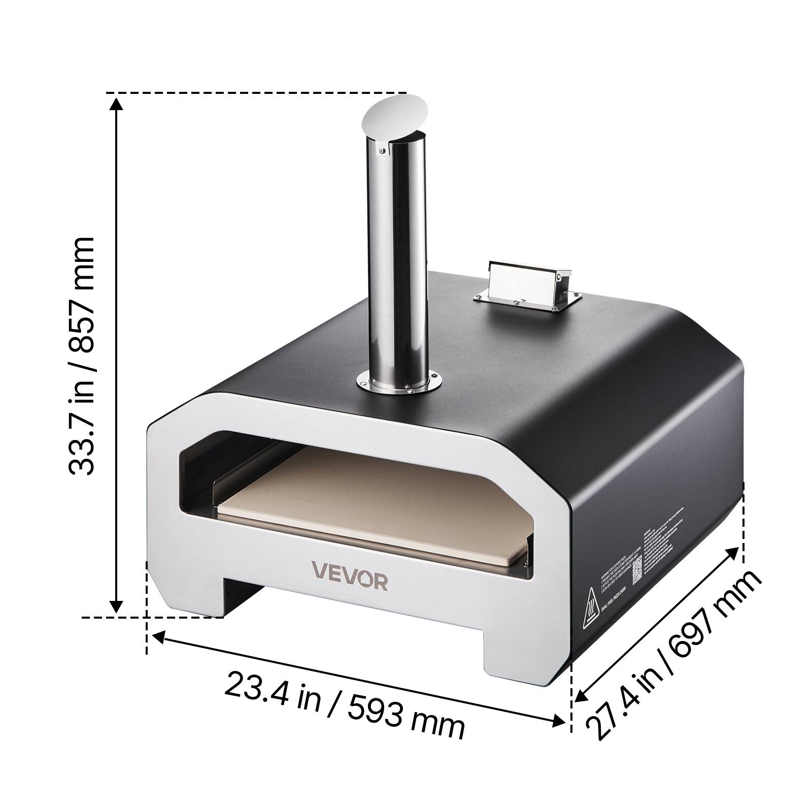 mm 857 / 33.7 in / 857 33.7 VEVOR 23.4 in / 593 mm mm 697 I in 4 27