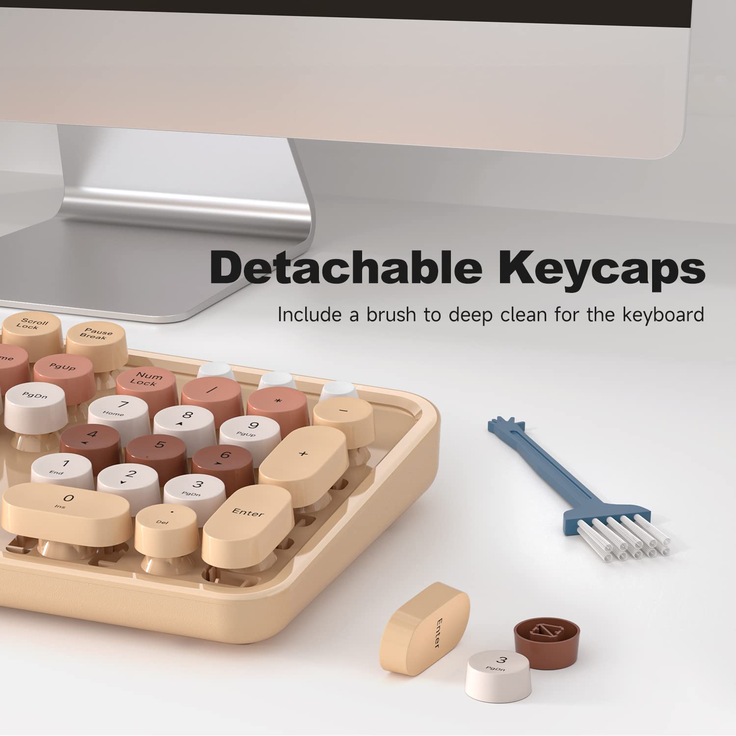 Detachable Keycaps  
Include a brush to deep clean for the keyboard
