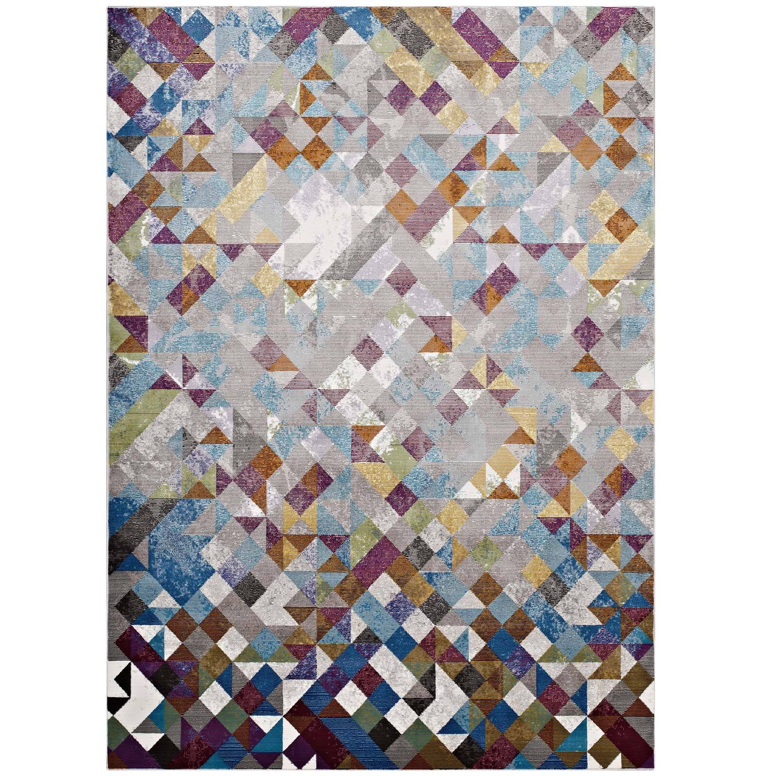 Angle. Modway - Lavendula Triangle Mosaic Area Rug - Multicolored.