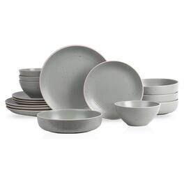 Stone Lain - Lauren Modern Stoneware 16 Piece Dinnerware Set, Service for 4 - Green