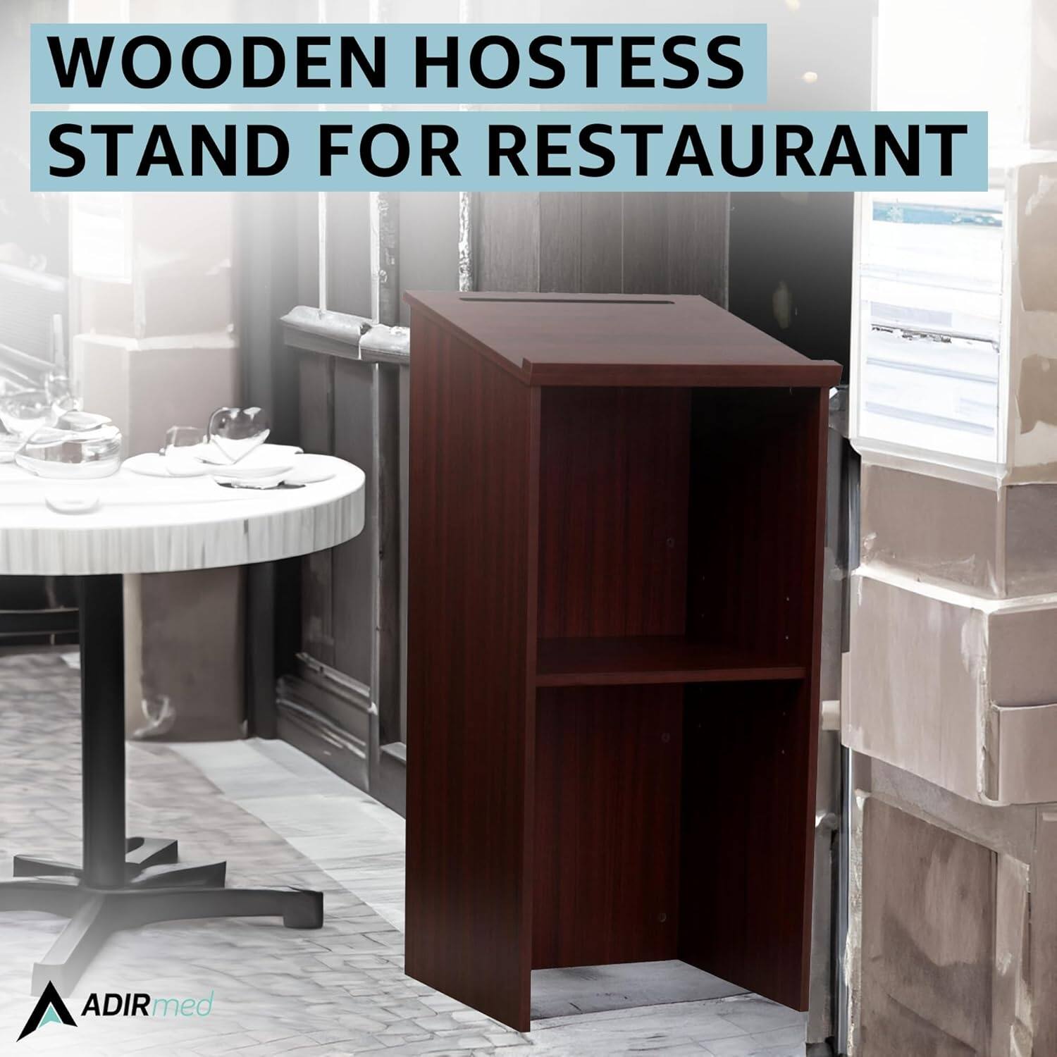 WOODEN HOSTESS STAND FOR RESTAURANT