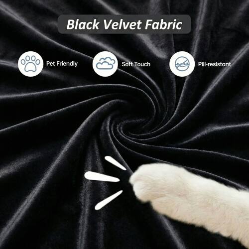 Black Velvet Fabric  
Pet Friendly  
Soft Touch  
Pill-resistant