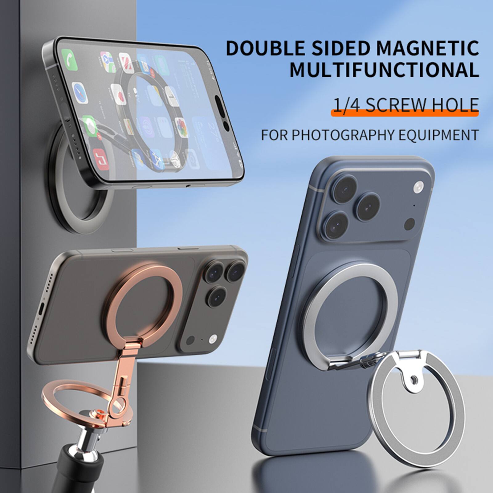 DOUBLE SIDED MAGNETIC MULTIFUNCTIONAL  
1/4 SCREW HOLE  
FOR PHOTOGRAPHY EQUIPMENT