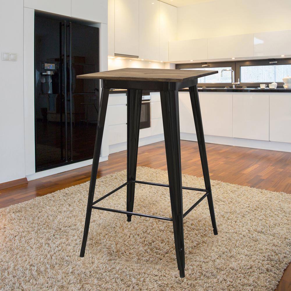 Angle. AmeriHome - Pub Height Table 24" x 24", Seats 2 to 4 - Brown/Black.