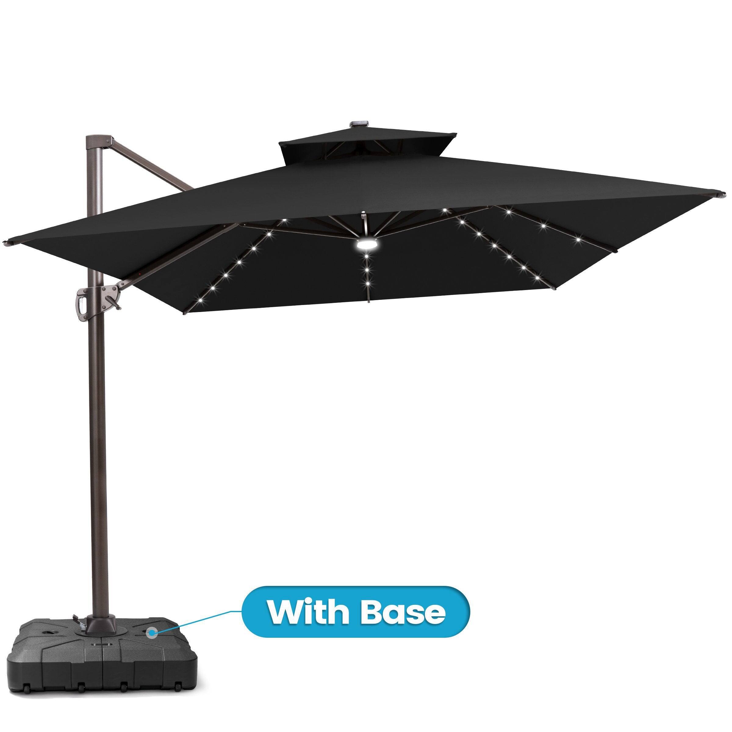 Crestlive Products - 10x13ft Aluminum Double Top Crank Cantilever Patio Umbrella with Lights with Base - Black price history on PriceWatchPro