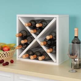 Hivvago - Stackable 12-Bottle Wine Rack Wood Finish - White