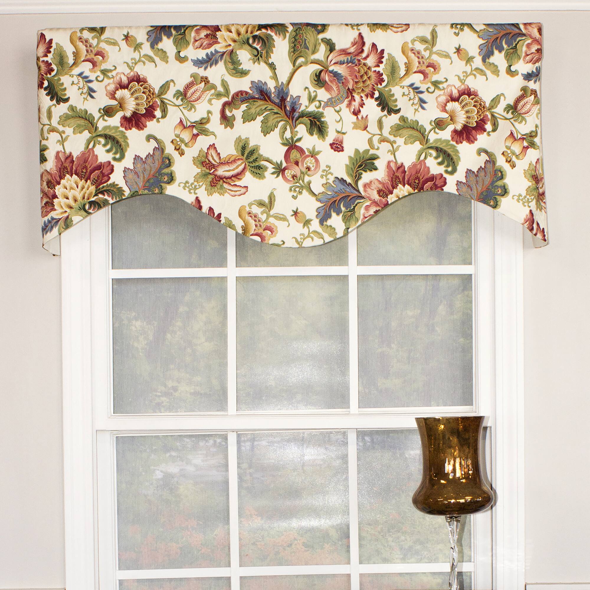 Angle. RLF Home - RLF Home Noblesse Cornice 3" Rod Pocket Valance 50" x 17" Multicolor - Eggshell.