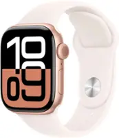 Apple Watch Series 10 (GPS+Cellular) 42mm Aluminum Case with Light Blush Sport Band - S/M - Rose Gold - Angle_Zoom