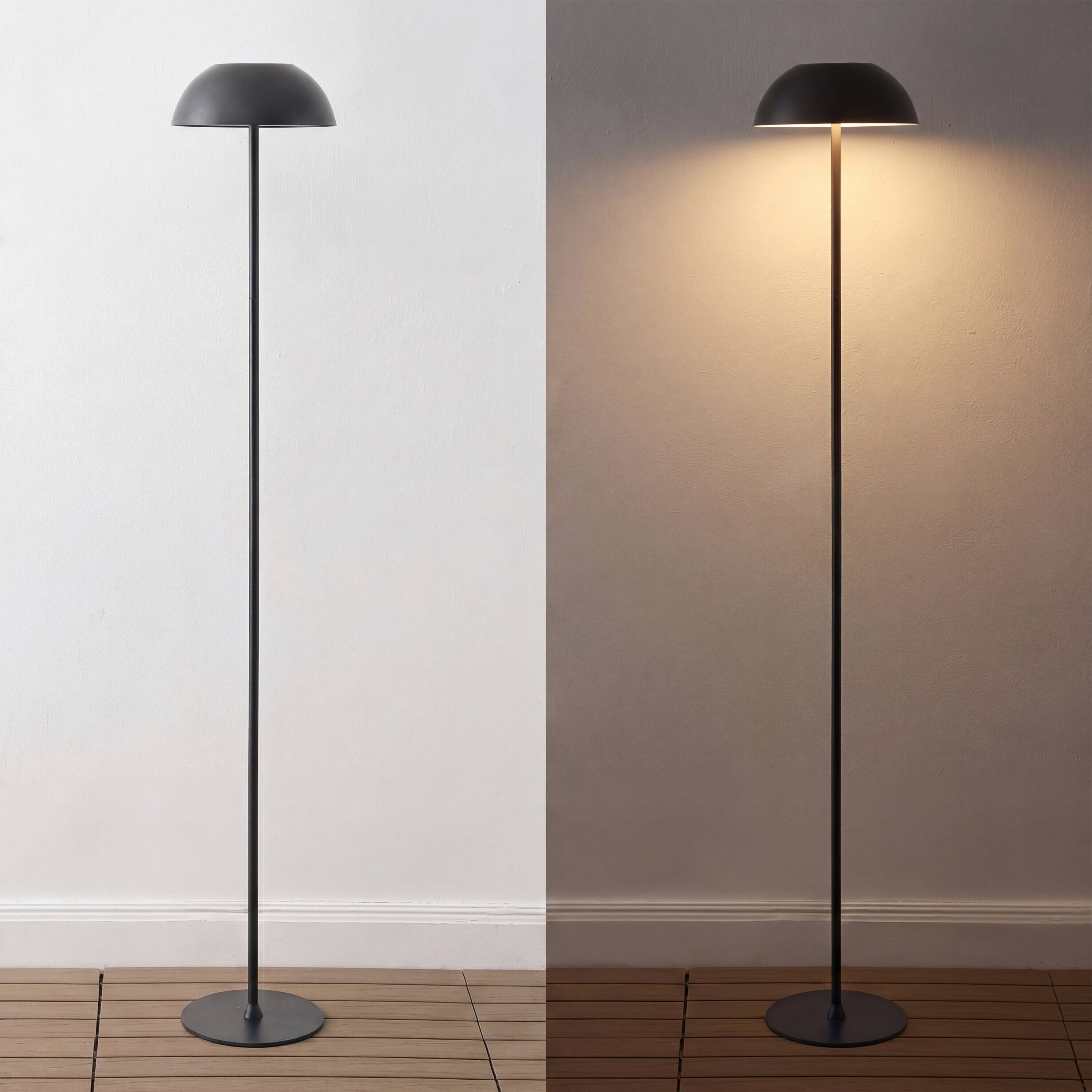 Alt View 3. Jonathan Y - Laurel 59" Metal Adjustable Rechargeable Integrated Portable Touch Sensor Dimmable LED Indoor/Outdoor Floor Lamp, Black - Black.