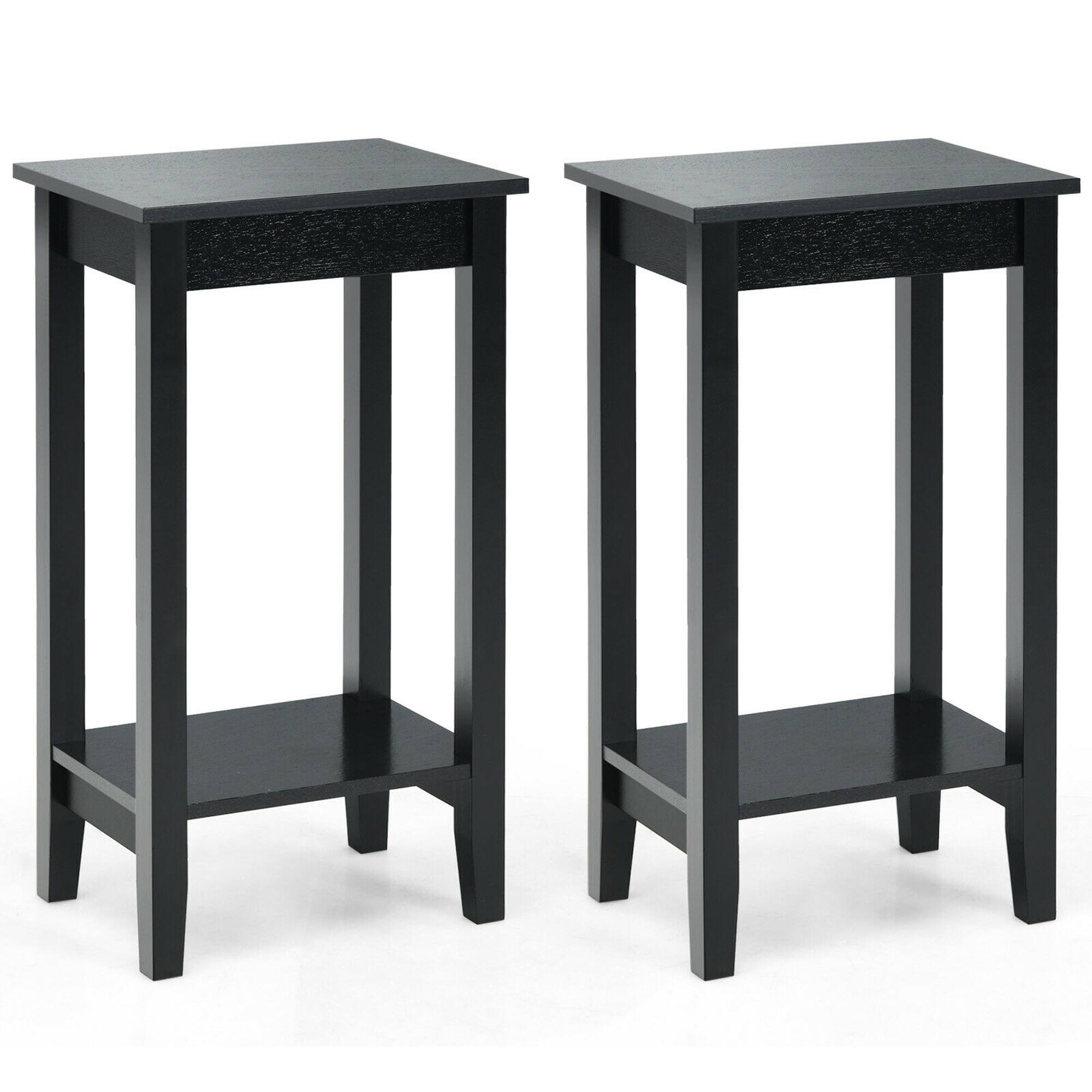 Gymax - 2PCS 2-Tier Nightstand End Side Table Coffee Table Wooden Legs Bedroom - Black price history on PriceWatchPro