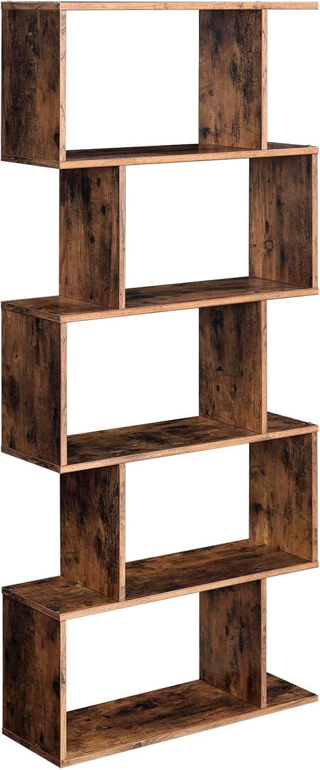 Songmics Home - 5-Tier Bookshelf Rustic Freestanding Display Shelf and Room Divider - Brown