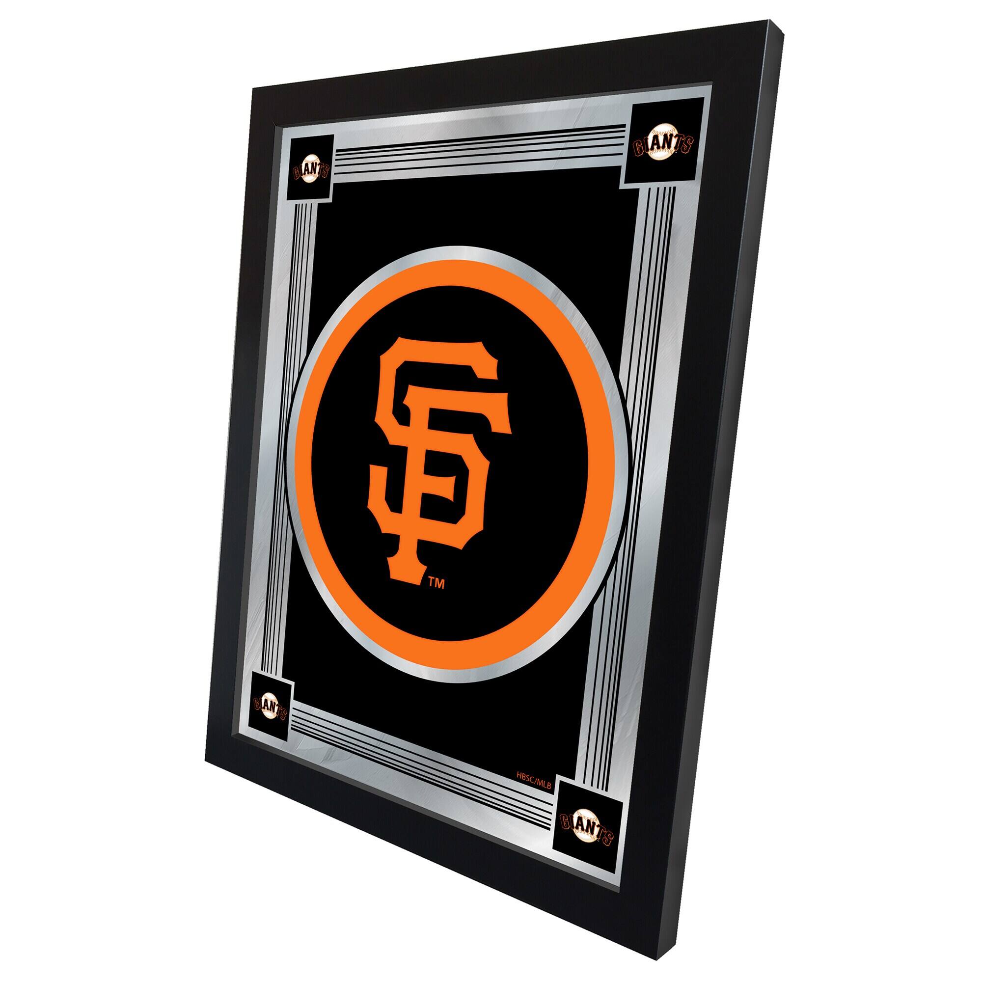 The text on the image can be grouped and corrected as follows:

- "GIANTS" (appears in the top right and bottom left corners)
- "SF" (inside the logo in the center)
- "TM" (below the "SF" logo)
- "HASCAL" (below the "TM" inside the logo)
- "GIANTS" (on the bottom right corner of the frame)