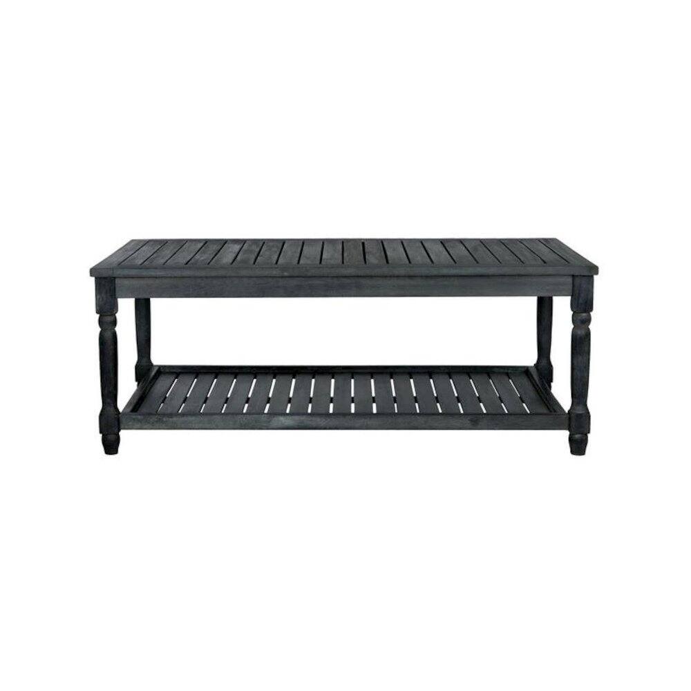 Front. Safavieh - Outdoor Collection Oakley Dark Slate Grey Coffee Table - Gray.