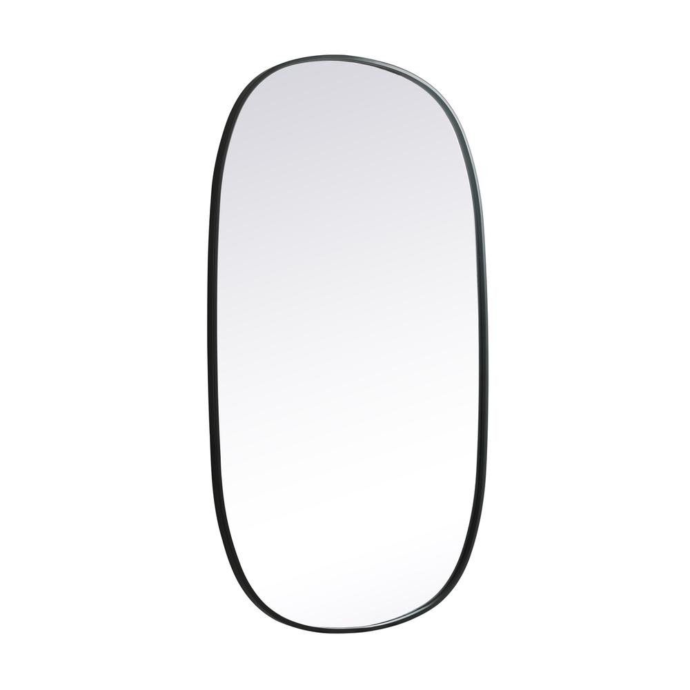 Alt View 1. Elegant Decor - Metal Frame Oval Mirror 30x48 Inch in Black - Black.