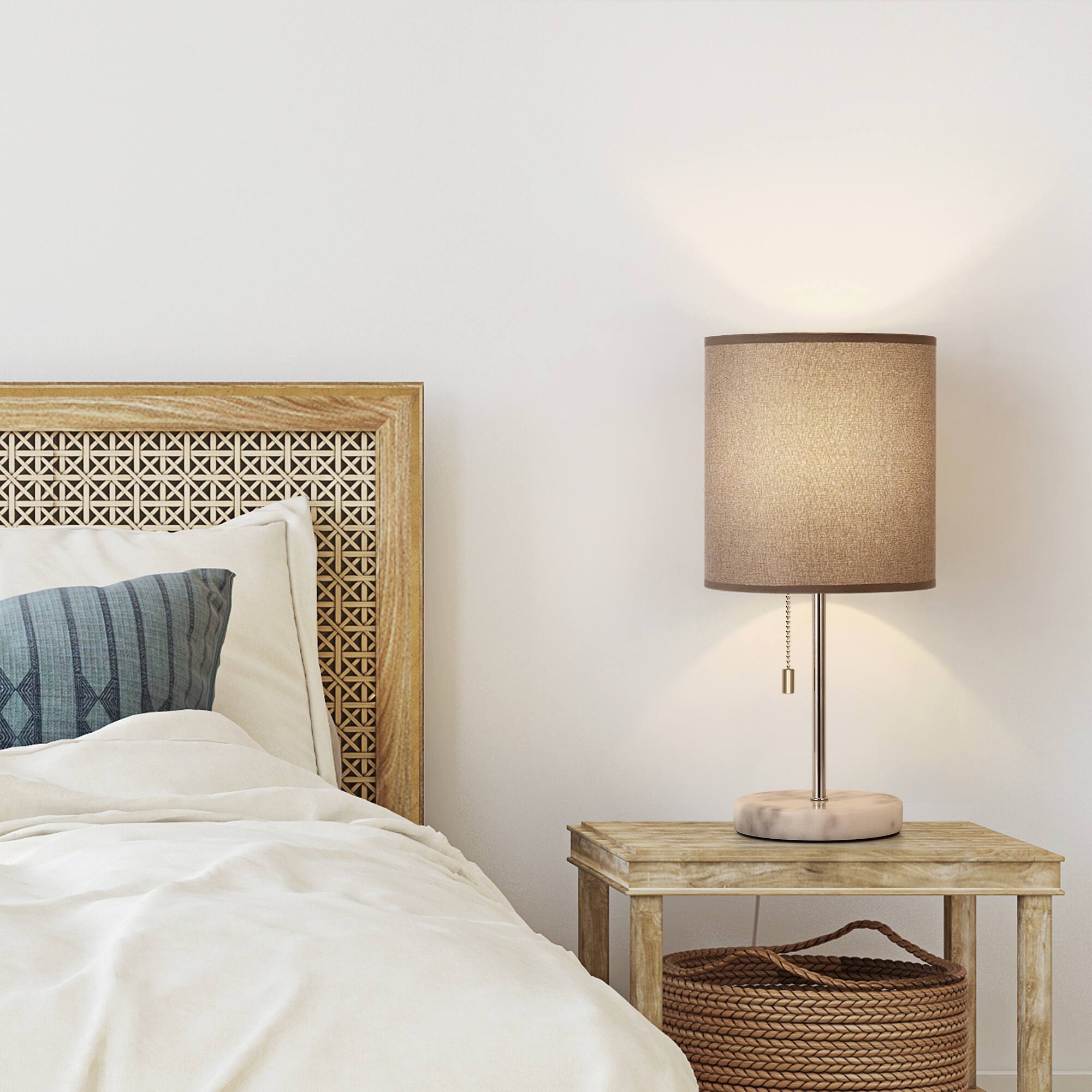 Alt View 3. Oumilen - Bedroom Bedside Table Lamp Marble Desk Light Nightstand Lamp Pull-Chain Switch.