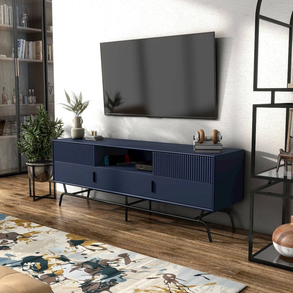 Alt View 4. Furniture of America - Yaztra TV Stand Fits TV's up to 65 in. with 3 Drawers - Blue.