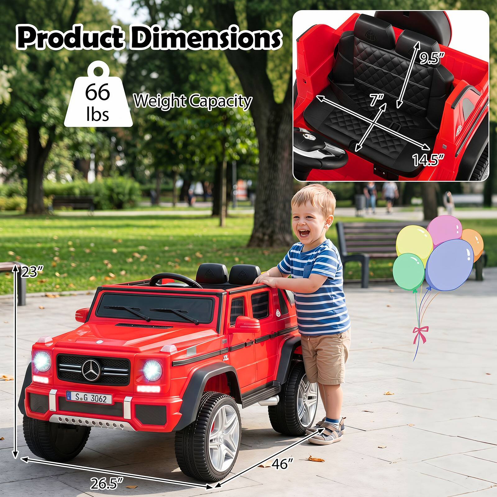 Product Dimensions: 9.5" x 14.5" x 23"  
Weight Capacity: 66 lbs  
S.G: 3062  
Dimensions: 26.5" x 46"