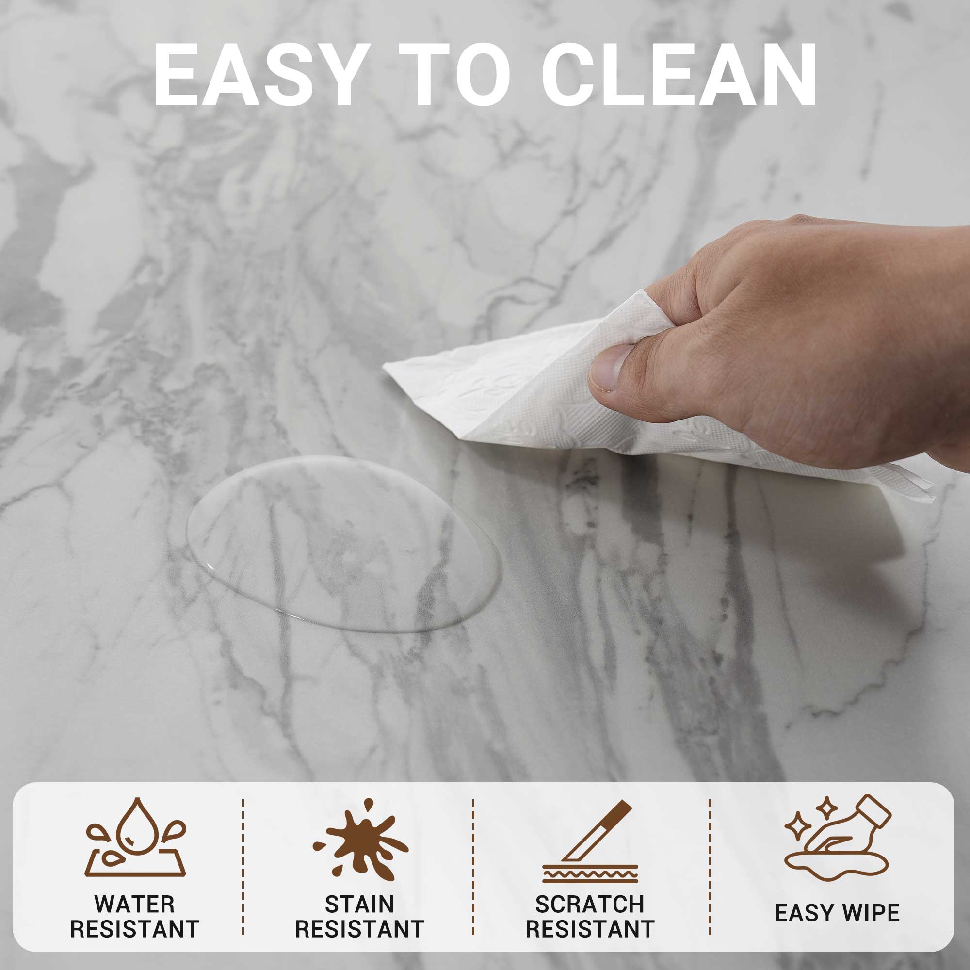 EASY TO CLEAN

- WATER RESISTANT
- STAIN RESISTANT
- SCRATCH RESISTANT
- EASY WIPE