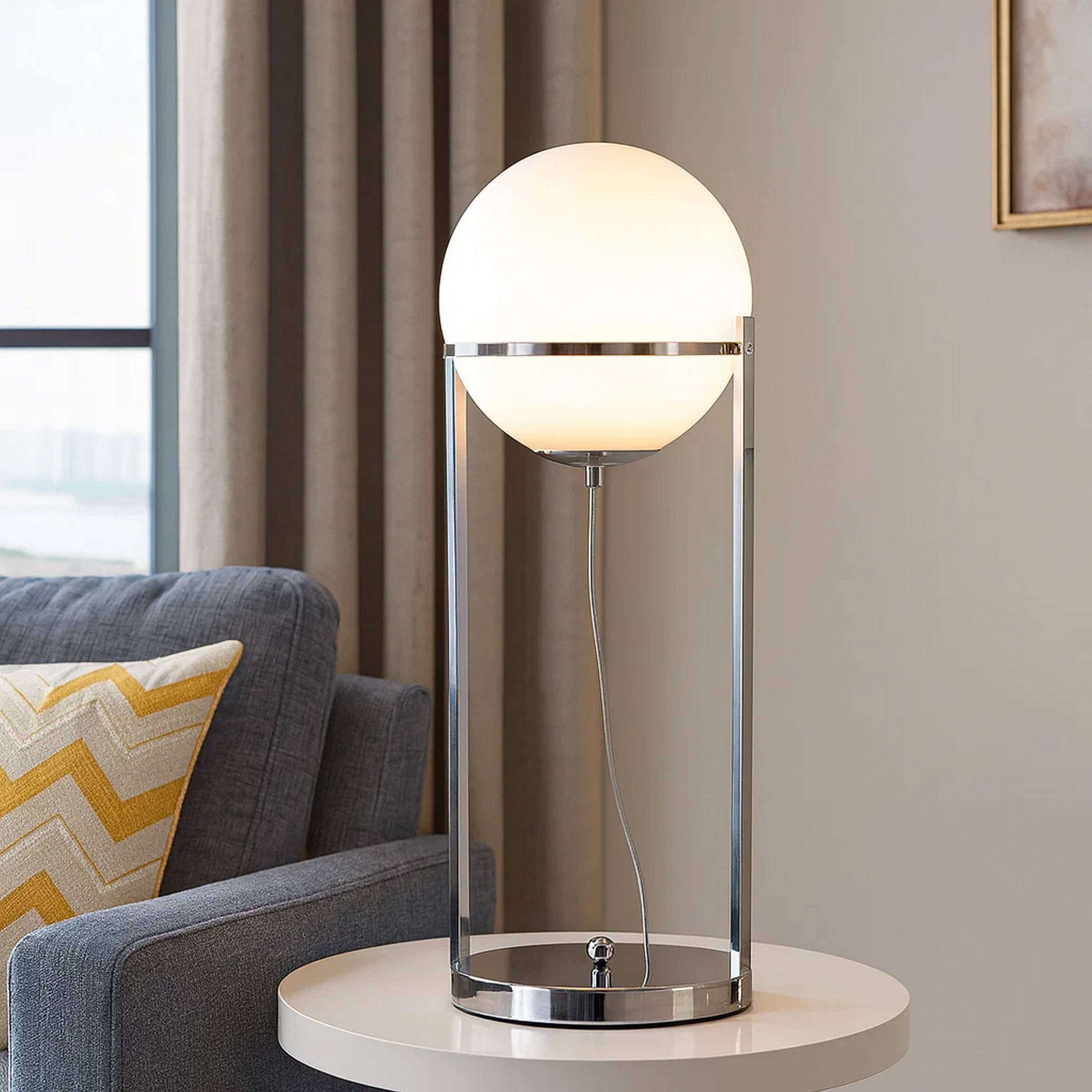 Alt View 3. Manhattan Lane - Jim 22 Inch Table Lamp, LED Light, Metal Body, Modern Globe Shade - Silver.