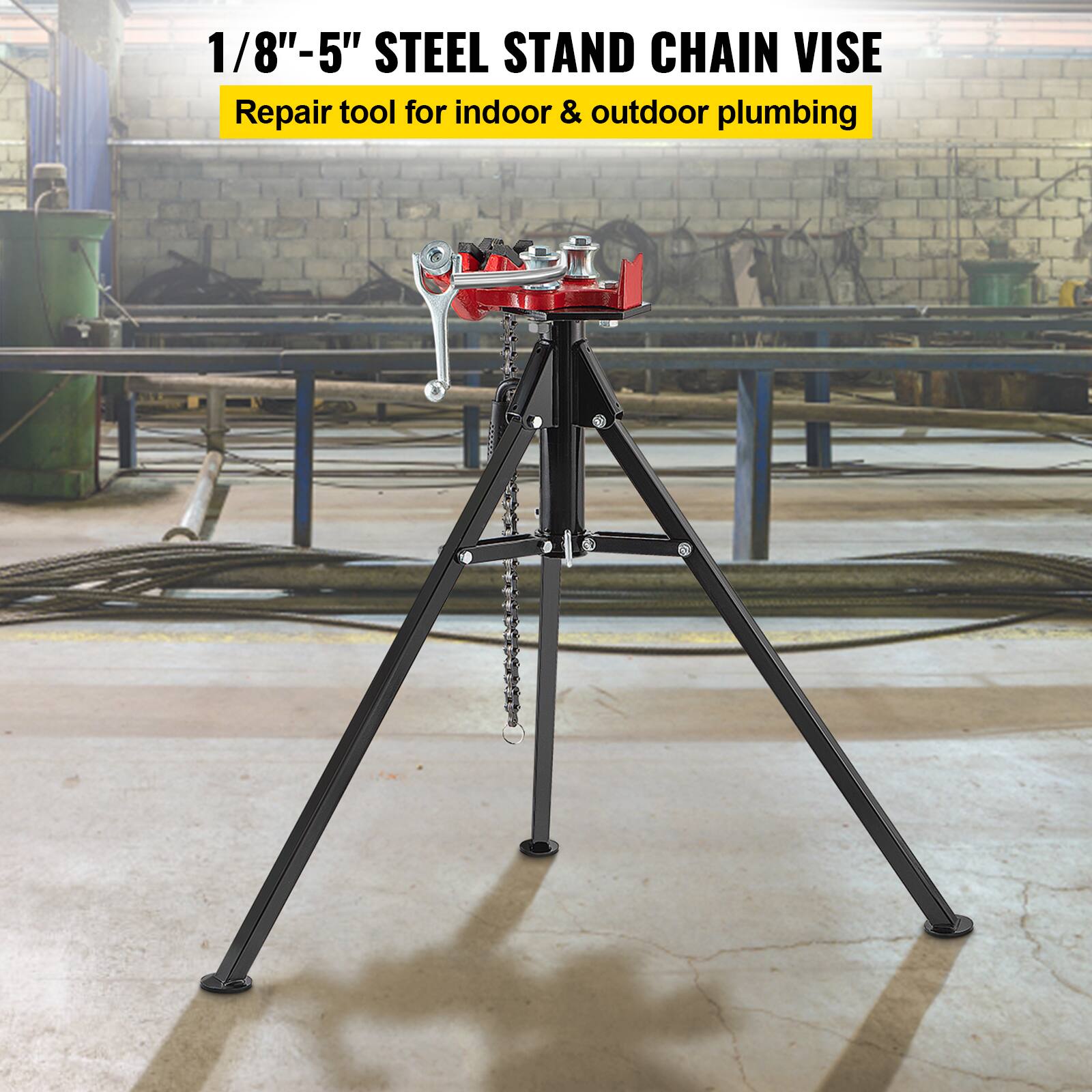 1/8" - 5" STEEL STAND CHAIN VISE  
Repair tool for indoor & outdoor plumbing