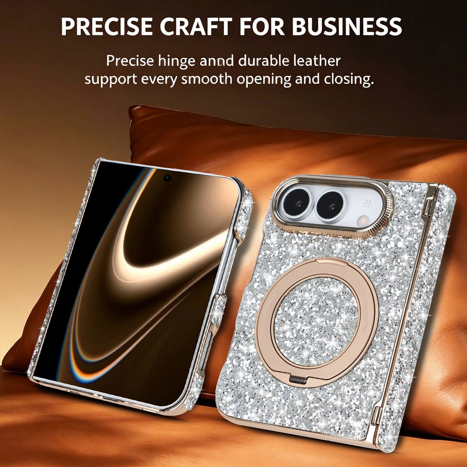 PRECISE CRAFT FOR BUSINESS

Precise hinge and durable leather support every smooth opening and closing.