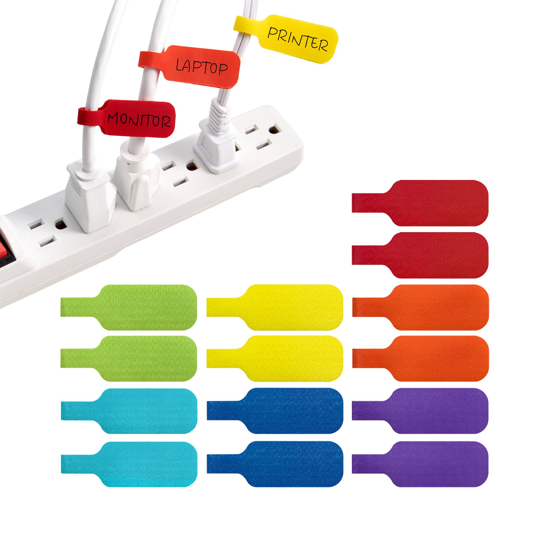 Wrap It Storage Cable Labels Medium (14 Pack) Multi Color Hook and Loop ...