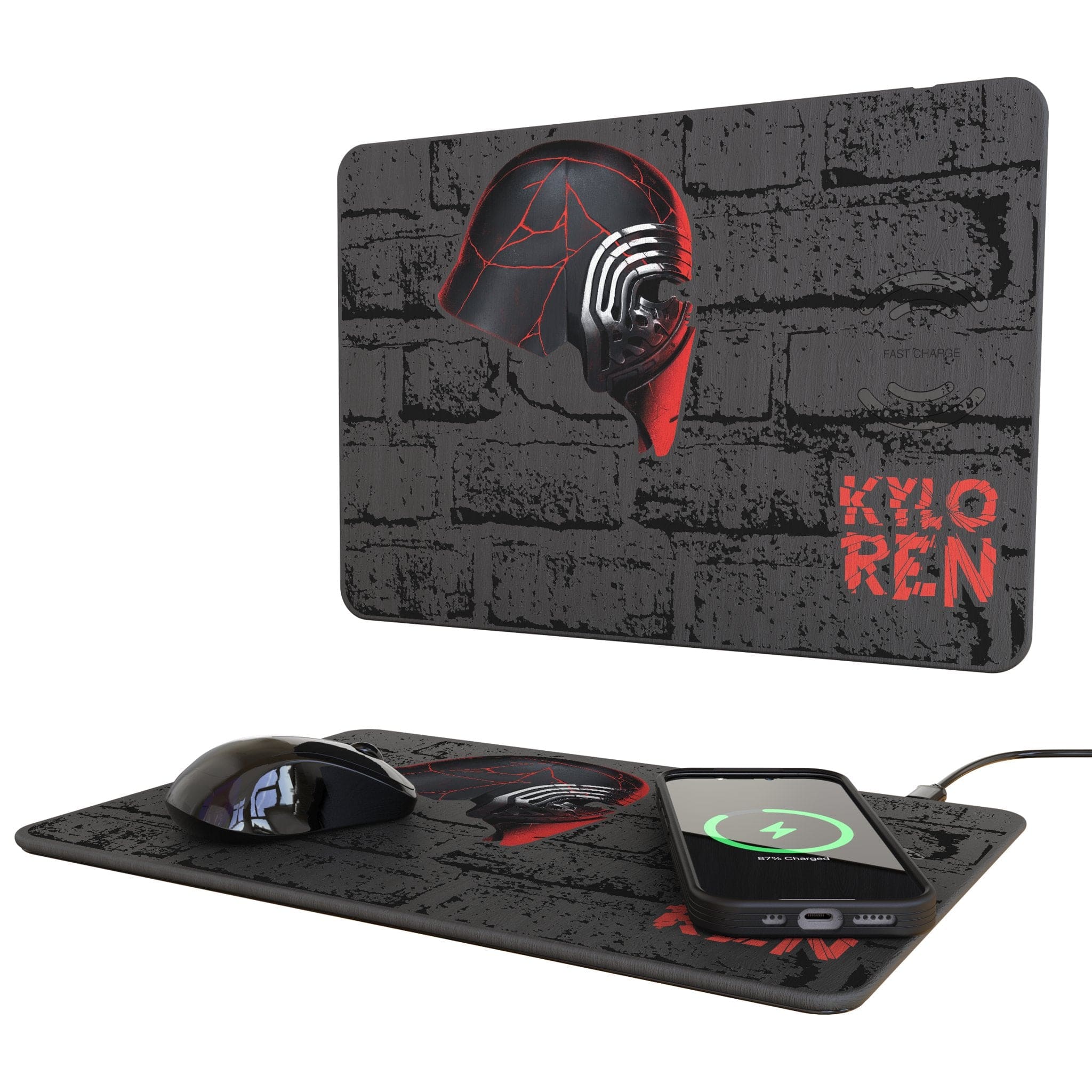 Keyscaper - Star Wars: The Force Awakens Iconic 15-Watt Wireless Charger and Mouse Pad - Kylo Ren
