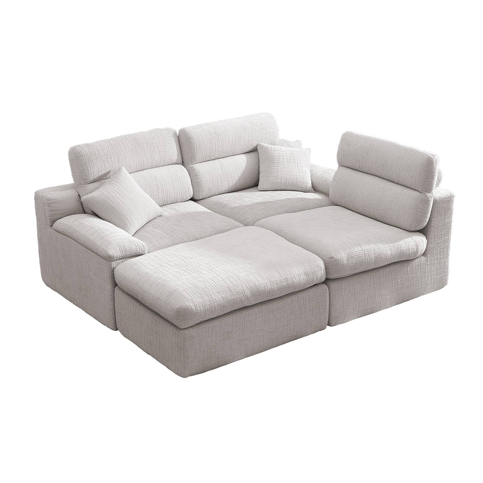 Alt View 3. Anysun - L-Shape Chenille Corner Chaise Sofa with High Backrest - Compressed Sponge, No Assembly for Living Room & Apartment - Light Grey.