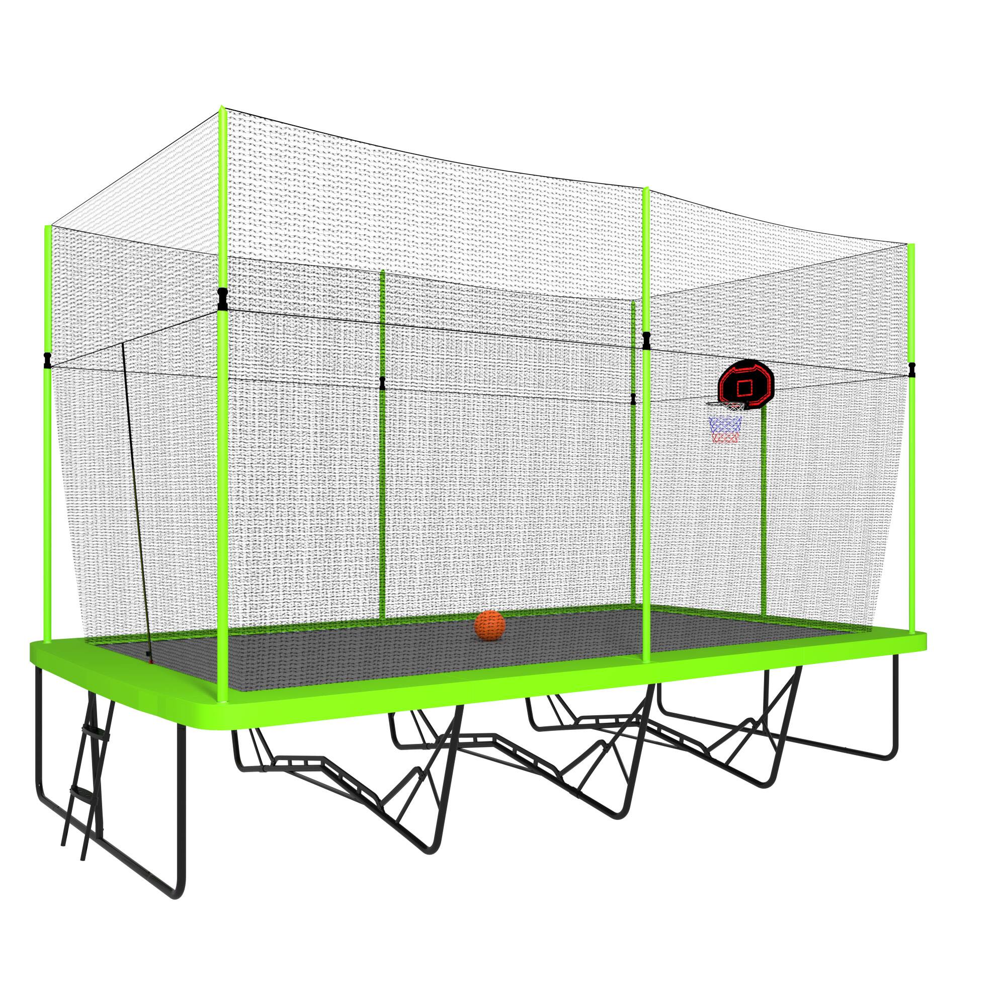 Angle. LOVMOR - Lovmor 10 FT x 17 FT Trampoline with Basketball Hoop and Ladder Recreational Trampoline for Adults.
