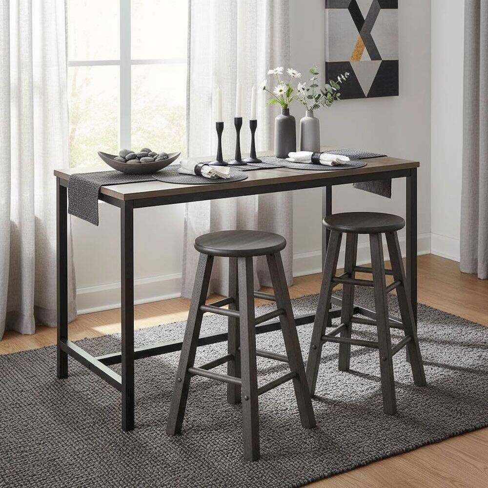 Alt View 1. FurniFact - 2-PC Counter Stool Set - Oyster Gray.