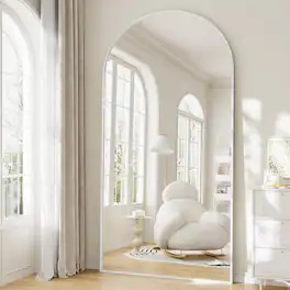 Hanke - Arched Full Length Mirror - Wall Mounted floor Aluminum Alloy Frame Body Mirrors For Bathroom Living Room - White 78"L x 35"W