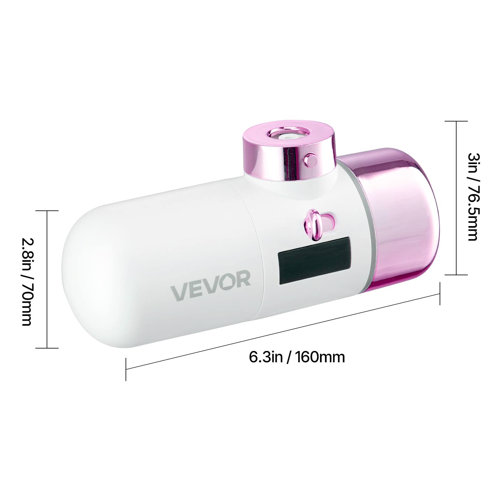 2.8in / 70mm, 6.3in / 160mm, 3in / 76.5mm