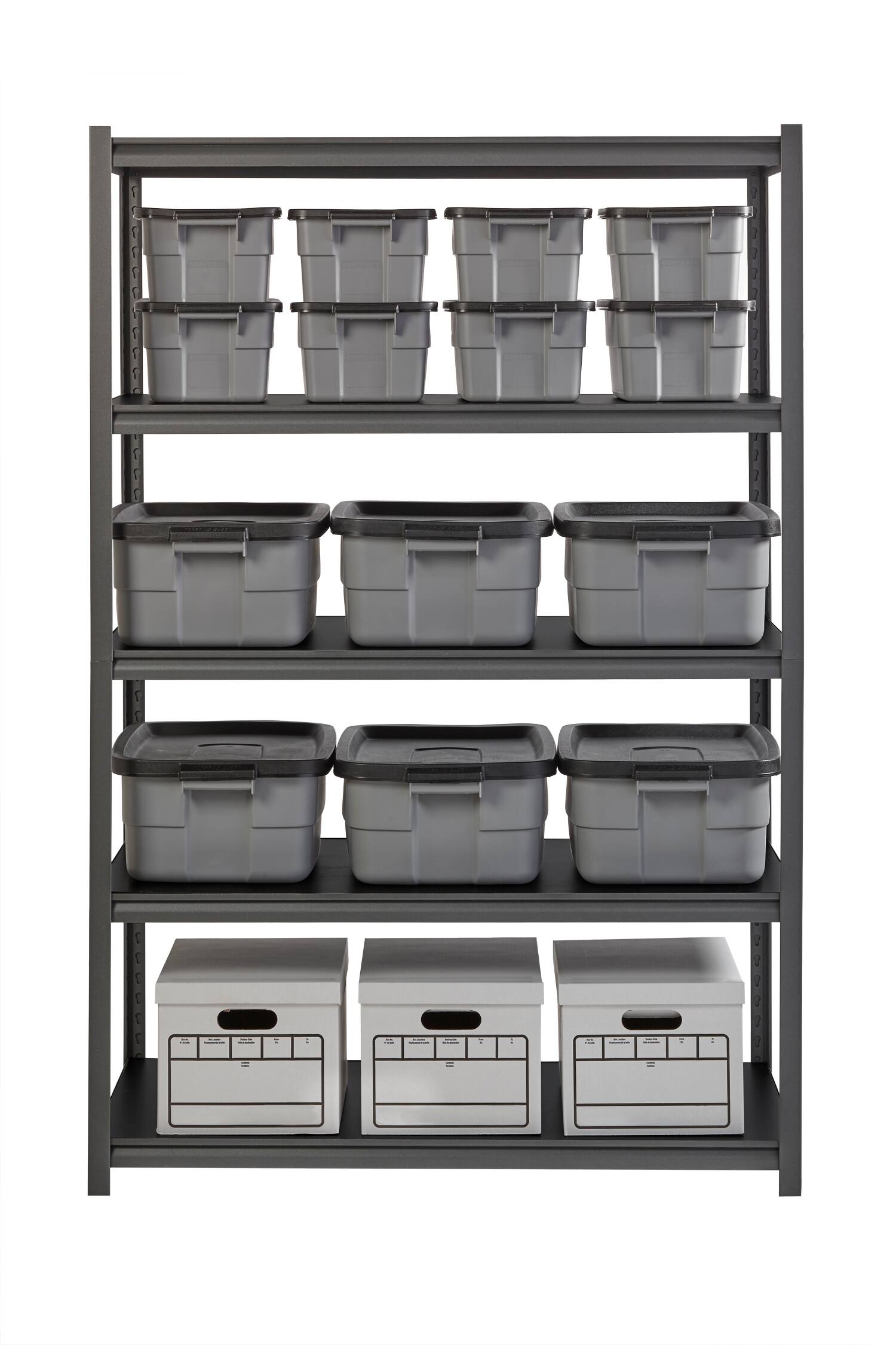 Alt View 7. Iron Horse - Iron Horse 3200 Riveted Steel Shelving, 5-Shelf, 24Dx48Wx72H, Gunmetal Gray / Black - Gunmetal Gray.