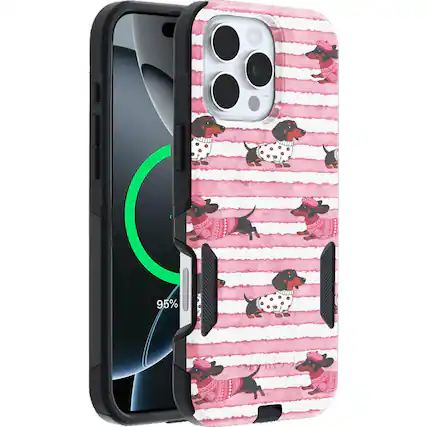 Front. OtterBox - Artist Edition MagSafe Commuter Series Case for iPhone 16 Pro Max - Dachshund.