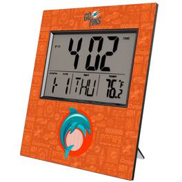 Keyscaper - Miami Dolphins 2024 Illustrated Limited Edition Digital Desk/Wall Clock - Gray