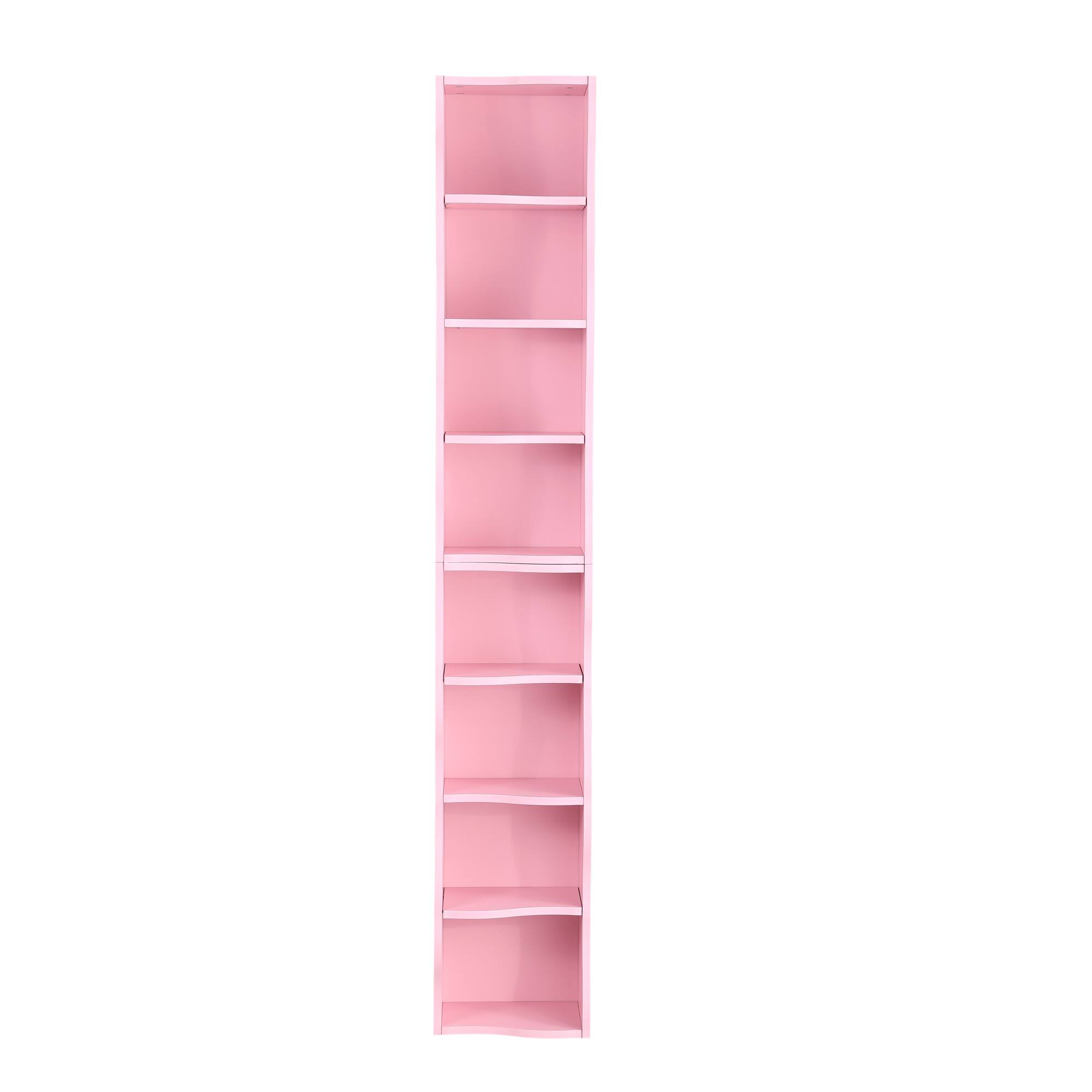 Alt View 6. GOODSILO - Ultra-Thin Adjustable Shelf Bookcase with Wavy Border Design for Home and Office Storage Solutions - Pink.