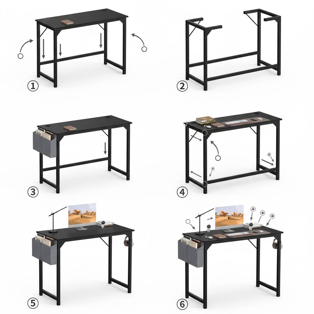 Alt View 4. AOITUN - 40 Inch Computer Desk with Storage Bag - Compact Black Desk for Home Office, Work Desk Home Office - Steel.