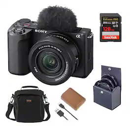 Bundle - Sony - Alpha ZV-E10 II Mirrorless Camera with E PZ 16-50mm f/3.5-5.6 OSS II Lens, Black, with 128GB Memory Card,