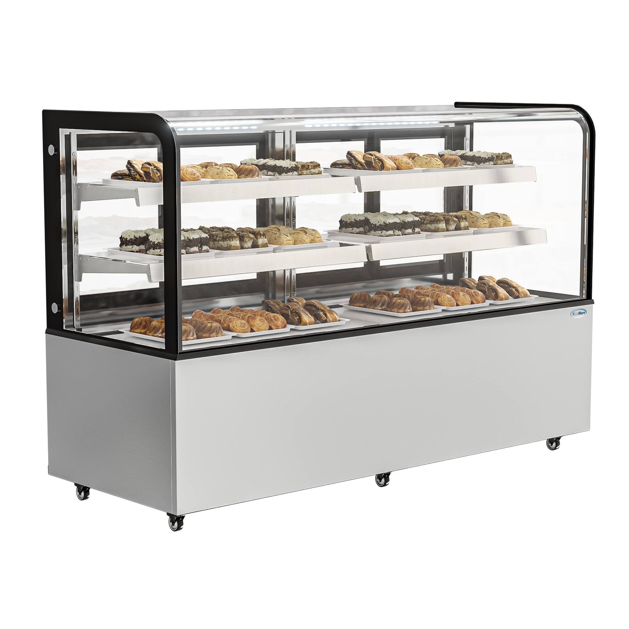 Alt View 6. Koolmore - 71 in. Dry Bakery Display Case with Front Curved Glass Protection, 20 cu ft. BDC-20C. - Black.