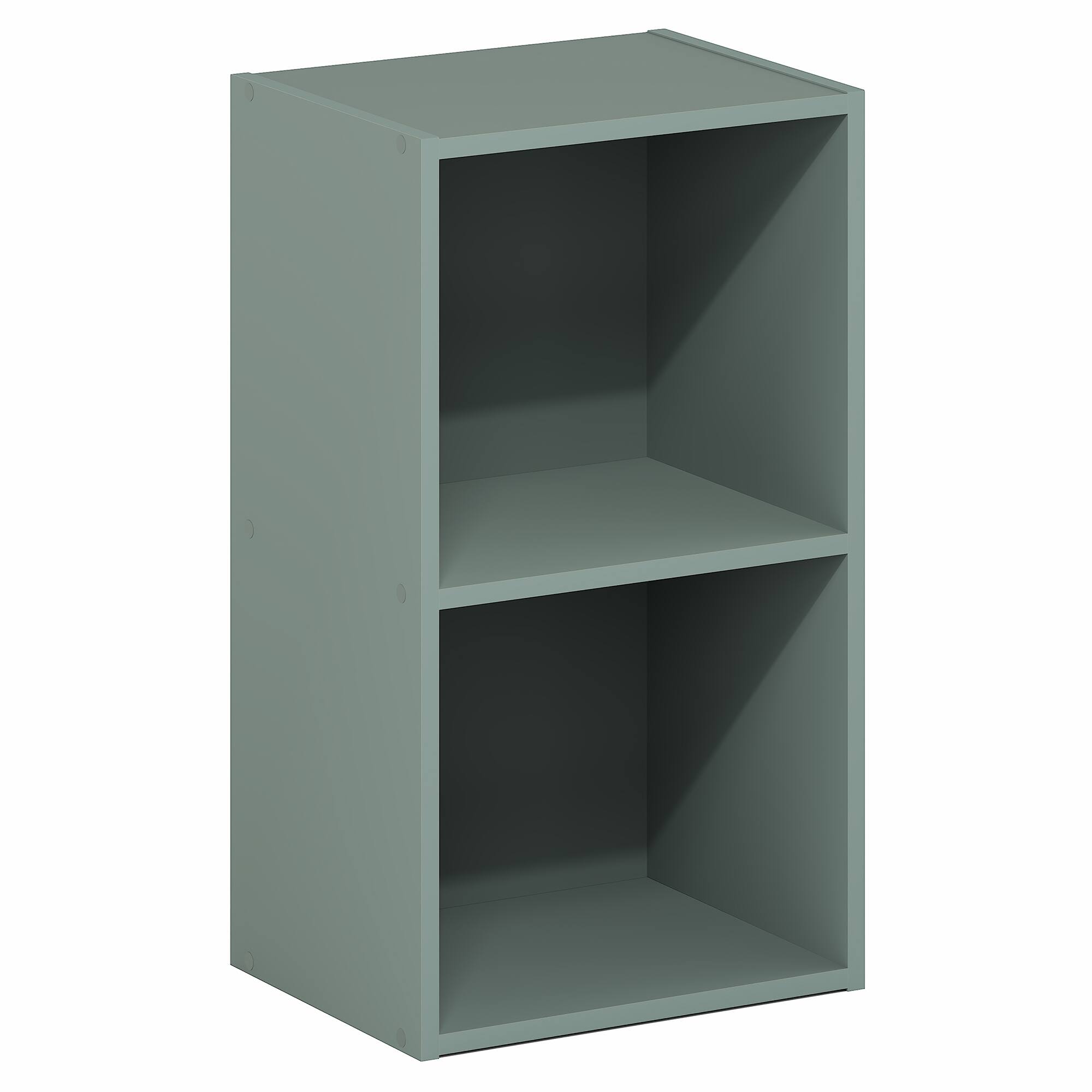 Alt View 4. Furinno - PASIR Book Shelf, 2-Tier Modern Bookshelf, Open Shelves Bookcase 9 x 12 x 21, for Living Room, Bedroom, Home Office - Sage Green.