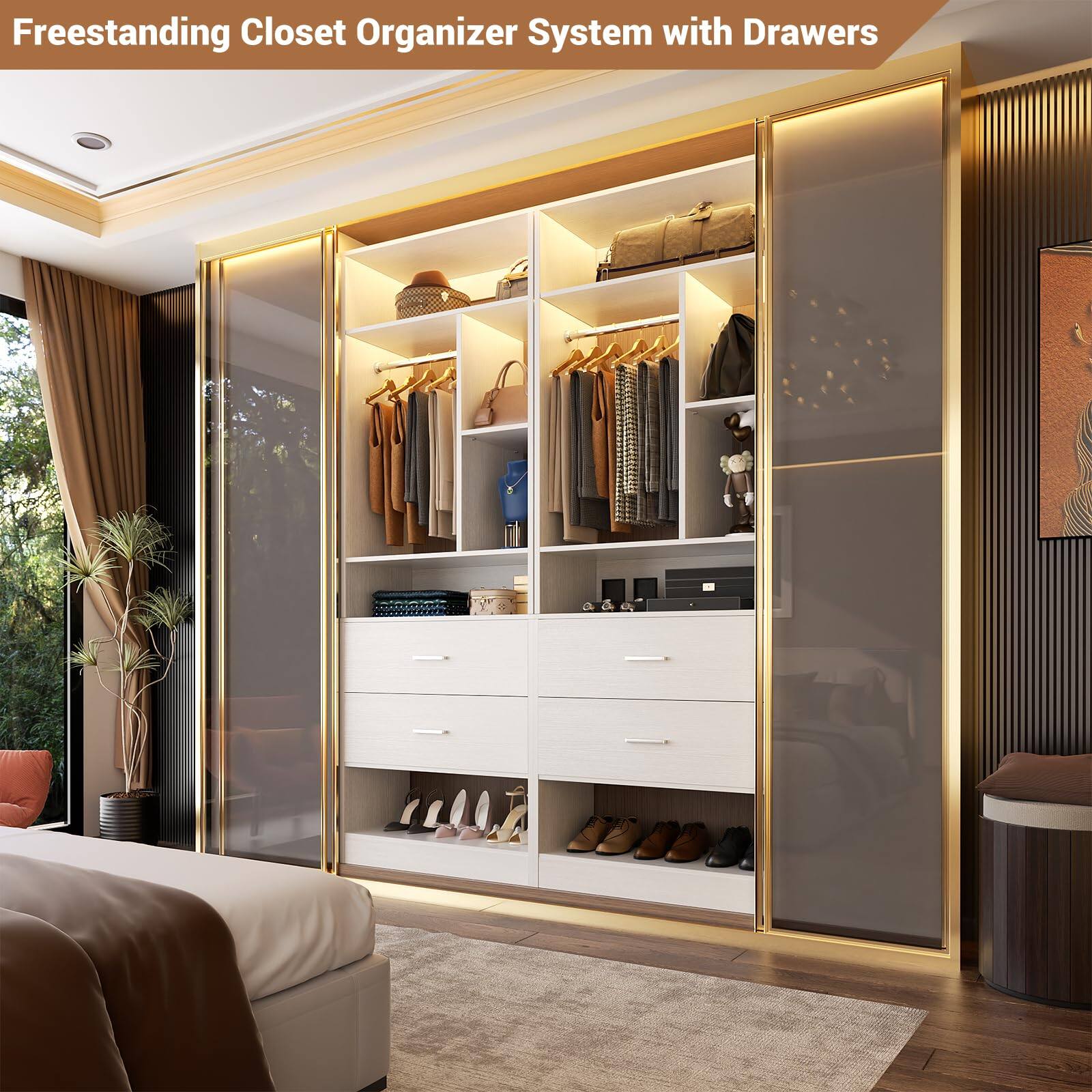 Freestanding Closet Organizer System with Drawers