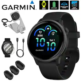 Garmin - VIVOACTIVE 6 Health & Fitness GPS Smartwatch, Black + Accessories Bundle - Black - (2025)