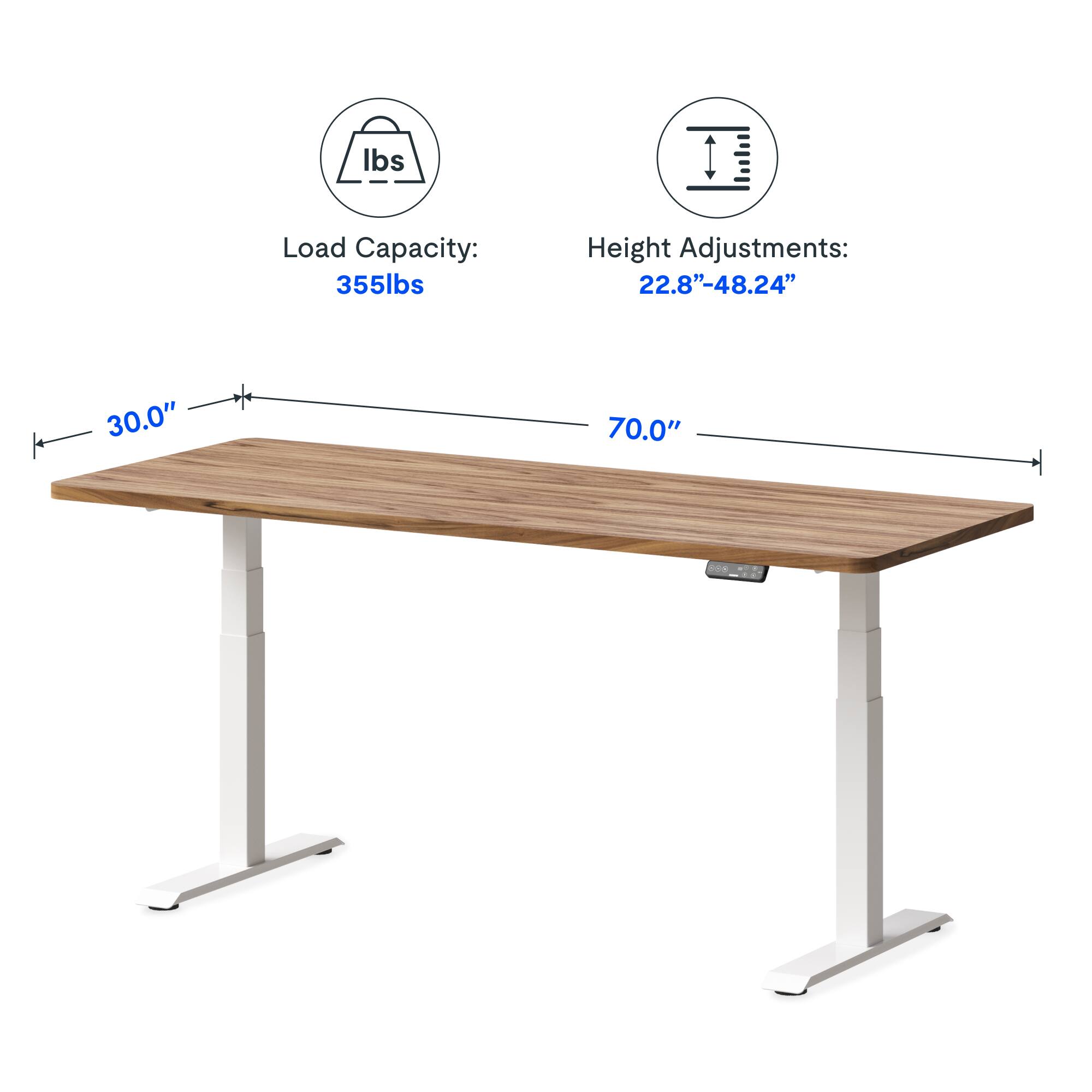 Load Capacity: 355lbs  
Height Adjustments: 22.8"-48.24"  
Table Dimensions: 30.0" x 70.0"